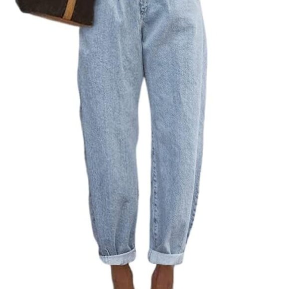 High Waisted Baggy Boyfriend Jeans Cropped Loose Fit Y2K Retro Chic